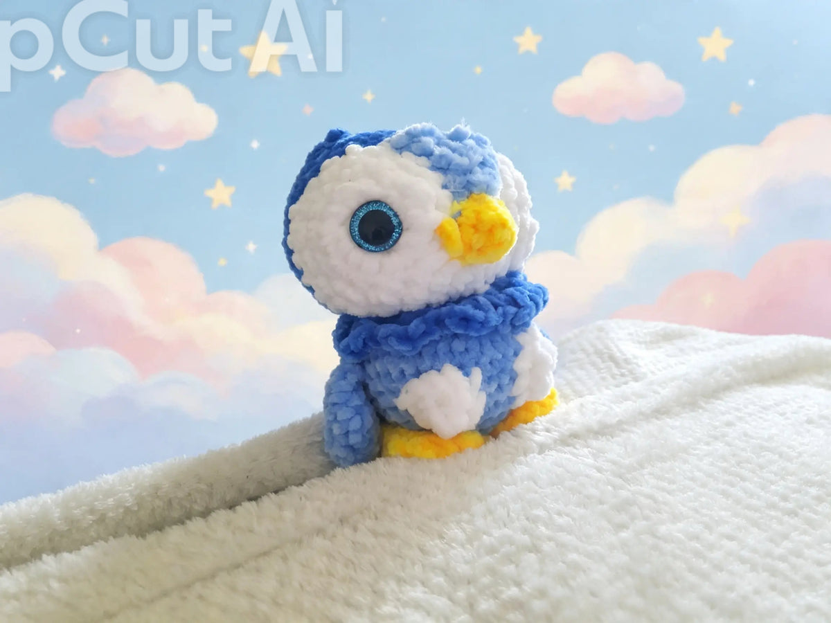 Pofi Plouf – Pingouin bleu crocheté inspiré de Tiplouf