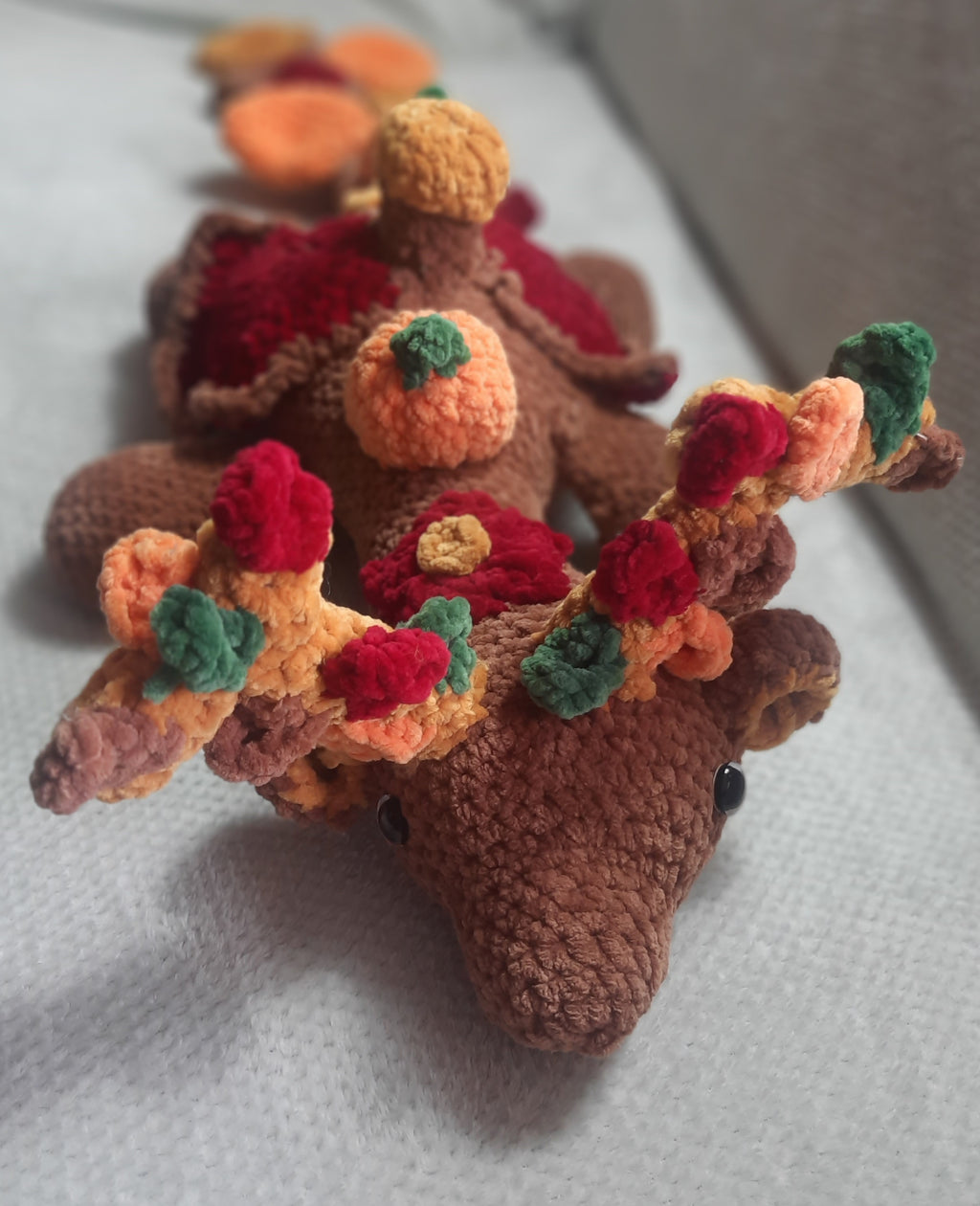 Dragon Automne au Crochet – Grande Création Décorative Artisanale 76 cm