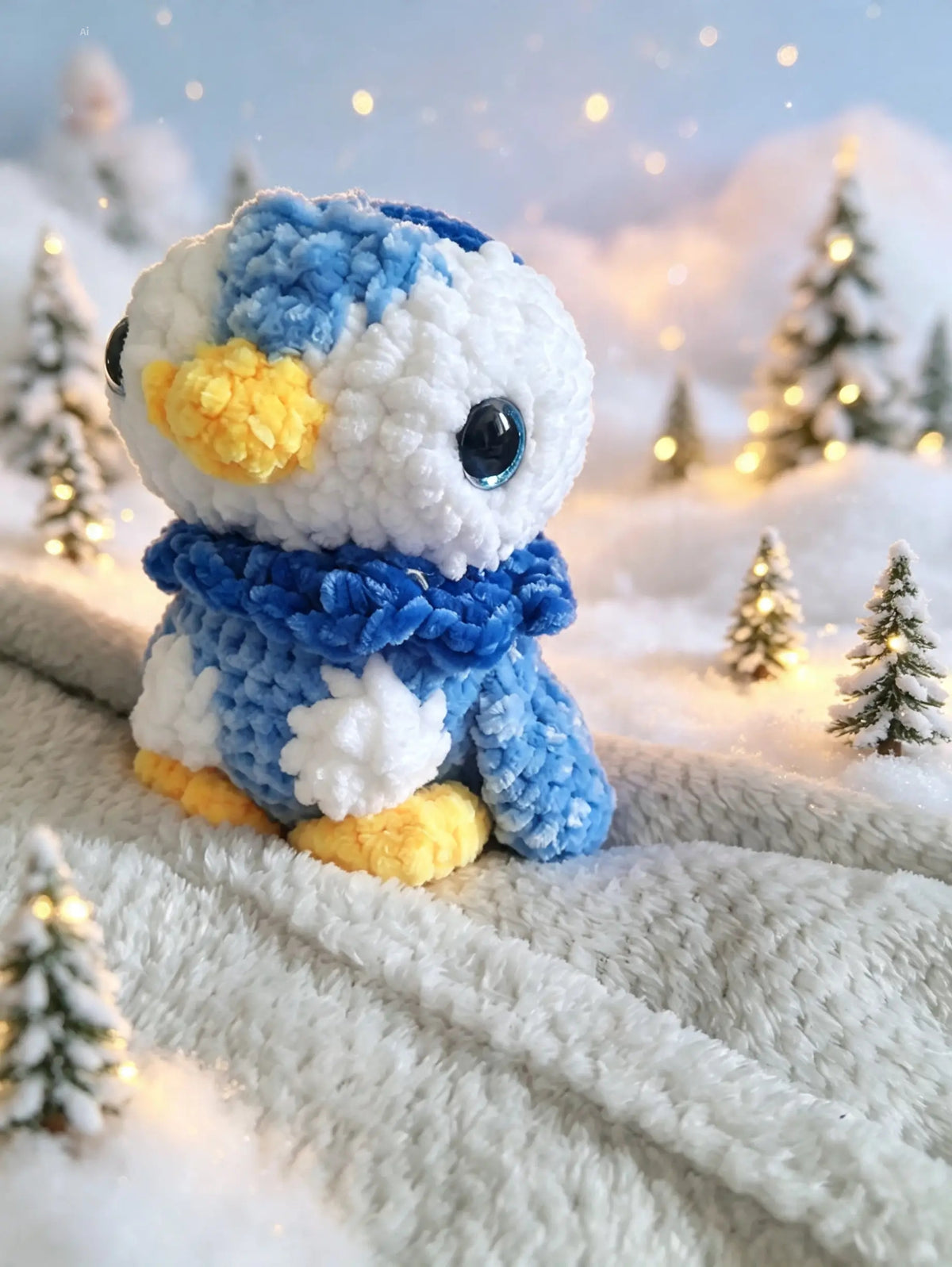Pofi Plouf – Pingouin bleu crocheté inspiré de Tiplouf